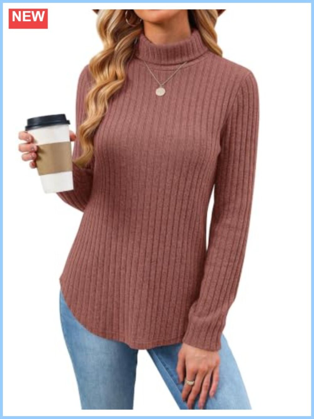 Turtleneck Tunic Sweater Long Sleeve Knit Top Women